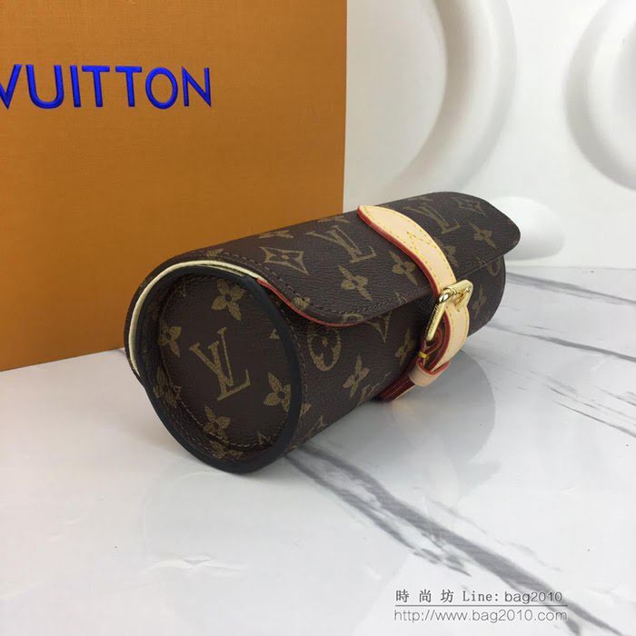 路易威登LV腕表盒 頂級原單 Eclipse Monogram帆布 3枚裝 腕表盒 皮質系帶 銀色金屬搭扣 套盒  ydh2661
